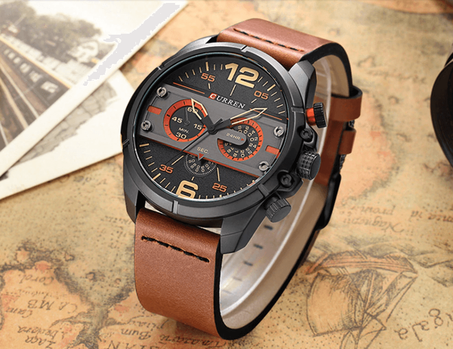 Men's Waterproof Retro Style Watch With Excellent Background, Chronometers Large Numbers Perfect Gift