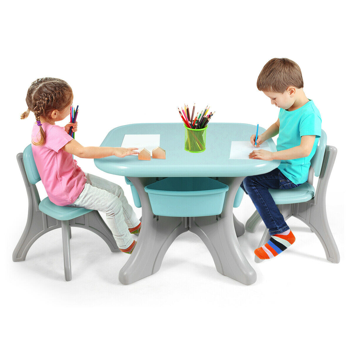 In/Outdoor 3-Piece Plastic Children Play Table & Chair Set
