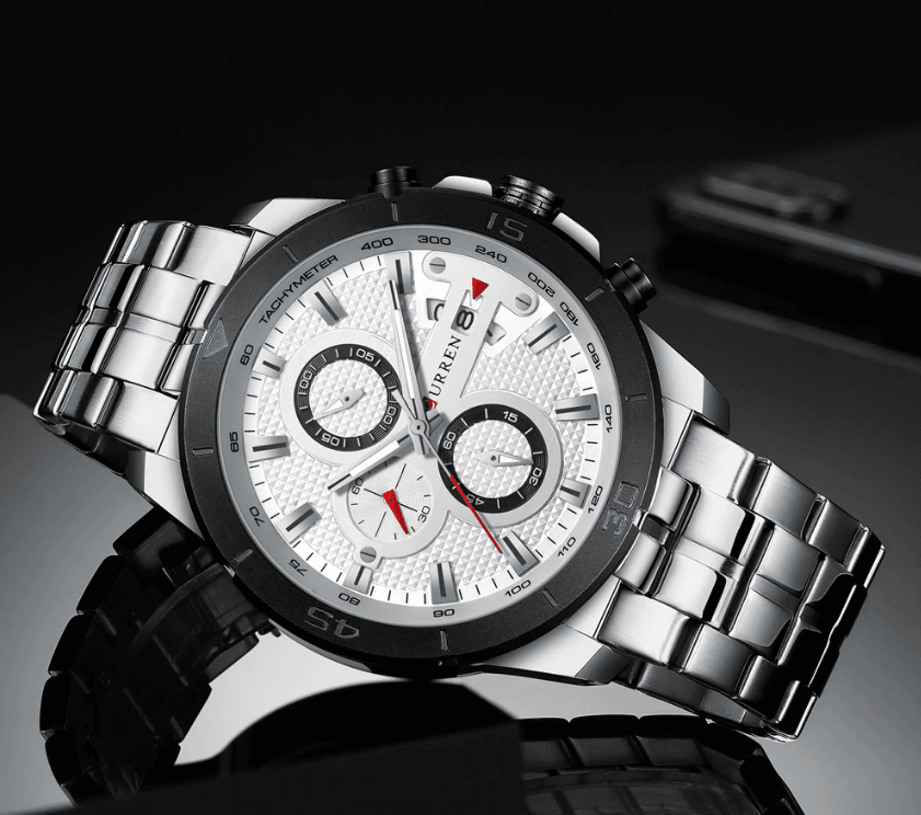 Men's Waterproof Watch With Chronometers Day View And Fluorescent Hands Unique Luxury Design Perfect Gift
