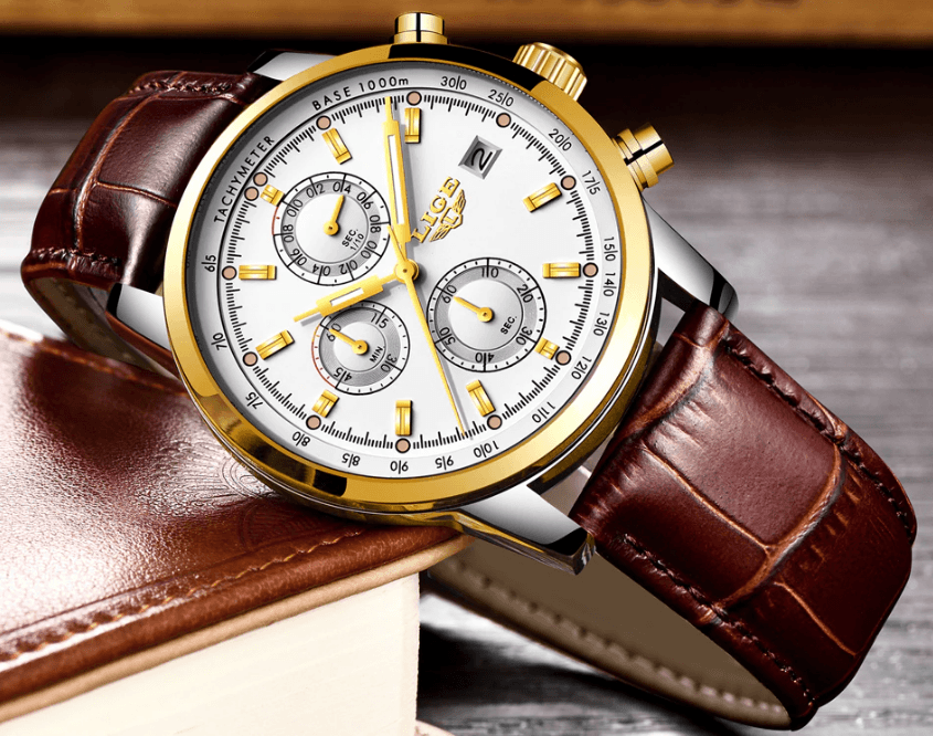 Men's Waterproof Watch With Chronometers Date Display And Fluorescent Pointers Excellent Look Perfect Gift