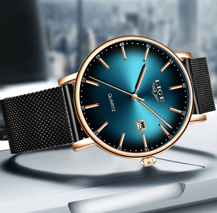 Men's Elegant Watch With Stainless Steel Straps And Special Date Display Excellent Look Unique Design Perfect Gift