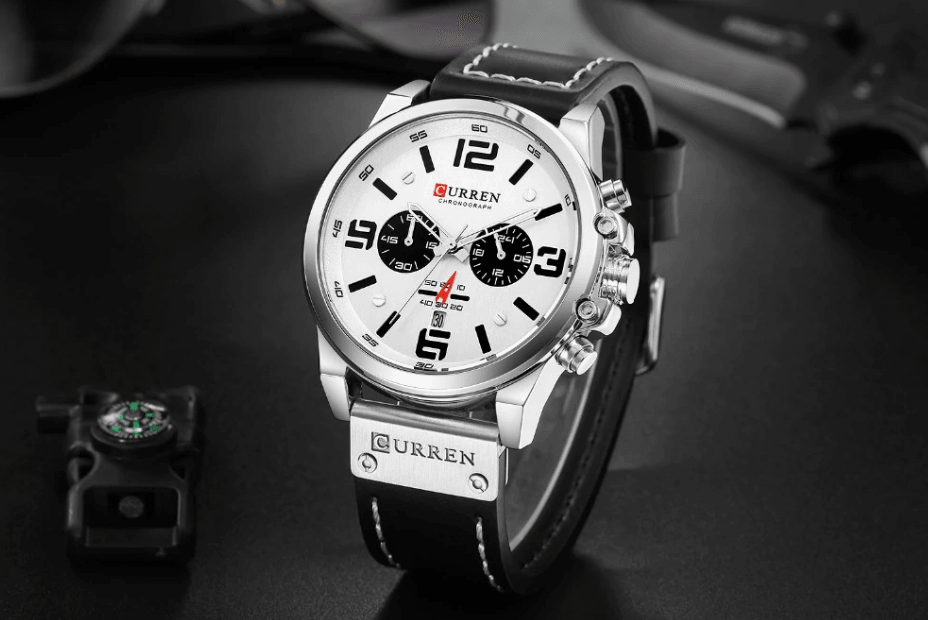 Retro Waterproof Watch With Chronometers Steel Case And Leather Belts Unique Design Excellent Look Perfect Gift For Your Man