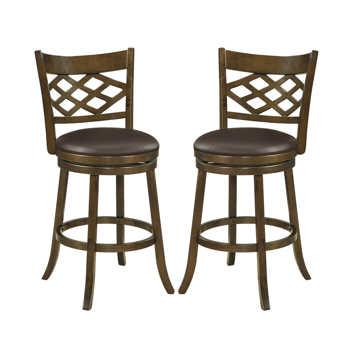 31 Inch Counter Height Bar Stools Set of 2 with Rubber Wood Frame-31 Inch