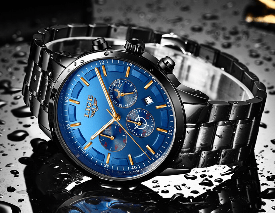 Men's Waterproof Watch With Chronometers And Date Display Unique Design Perfect Gift