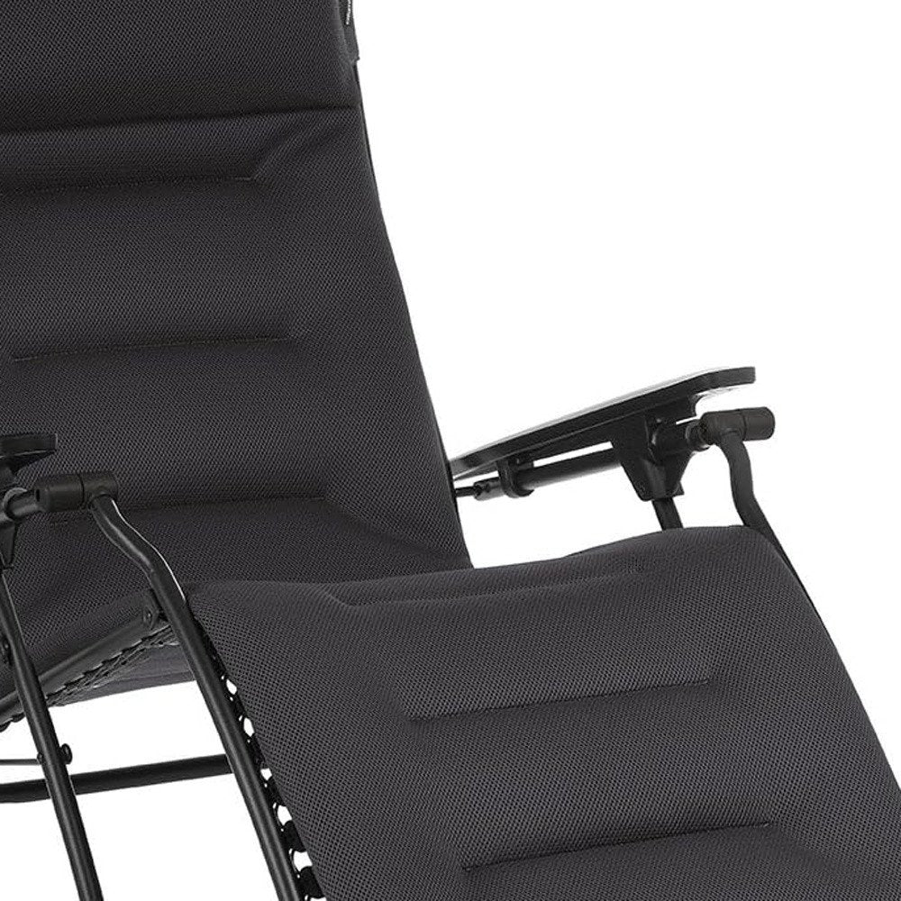 30" Gray Steel Outdoor Zero Gravity Chair with Gray Cushion