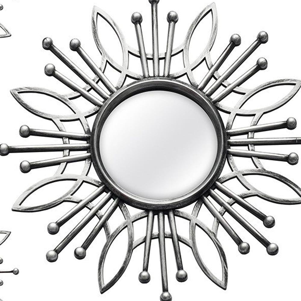Set of Five Silver Sunburst Metal Framed Mirror Set