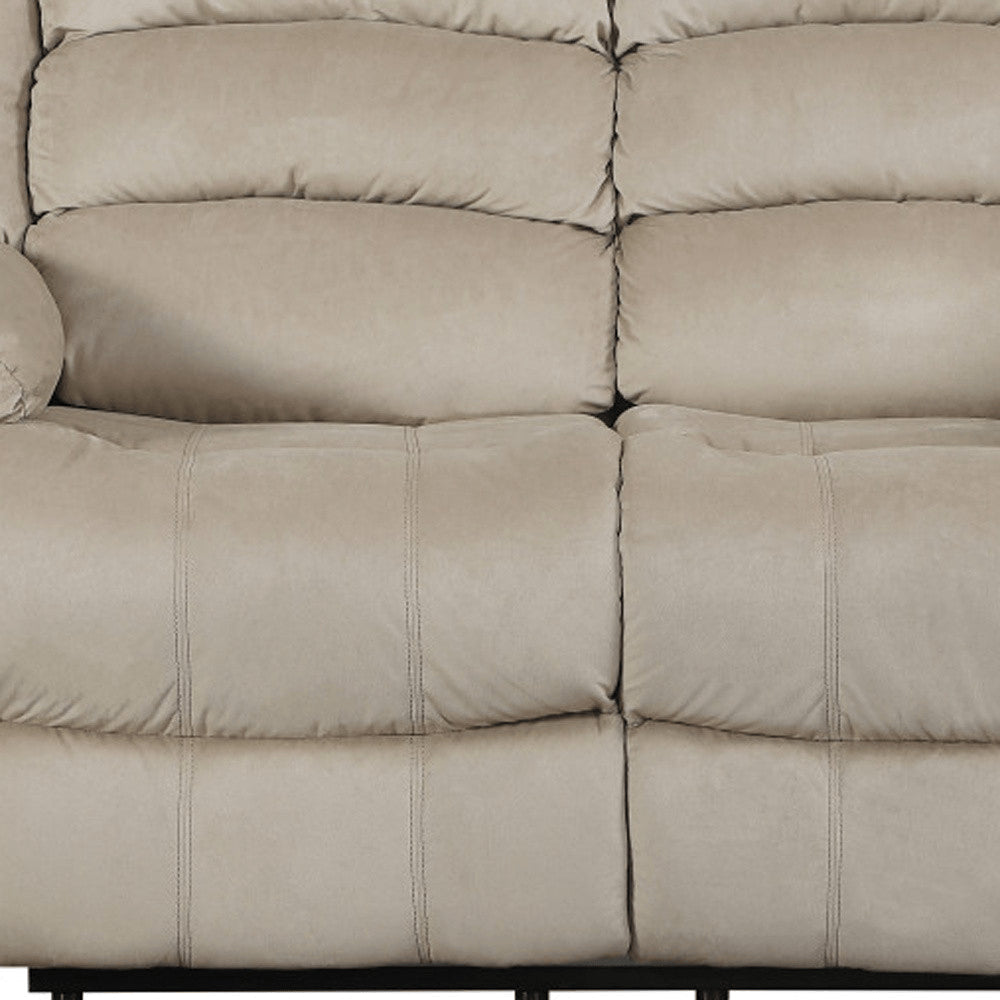 60" Beige Microfiber Manual Reclining Loveseat