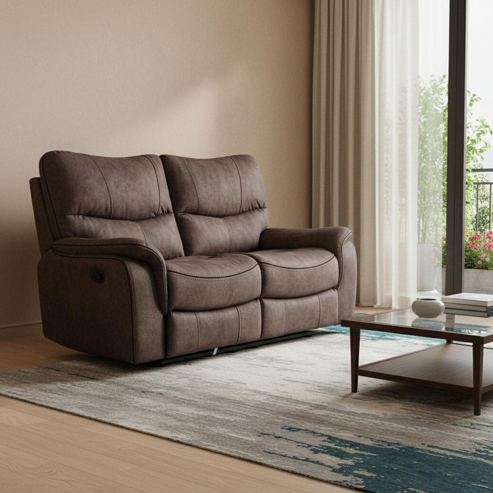63" Dark Brown Microfiber Manual Reclining Love Seat