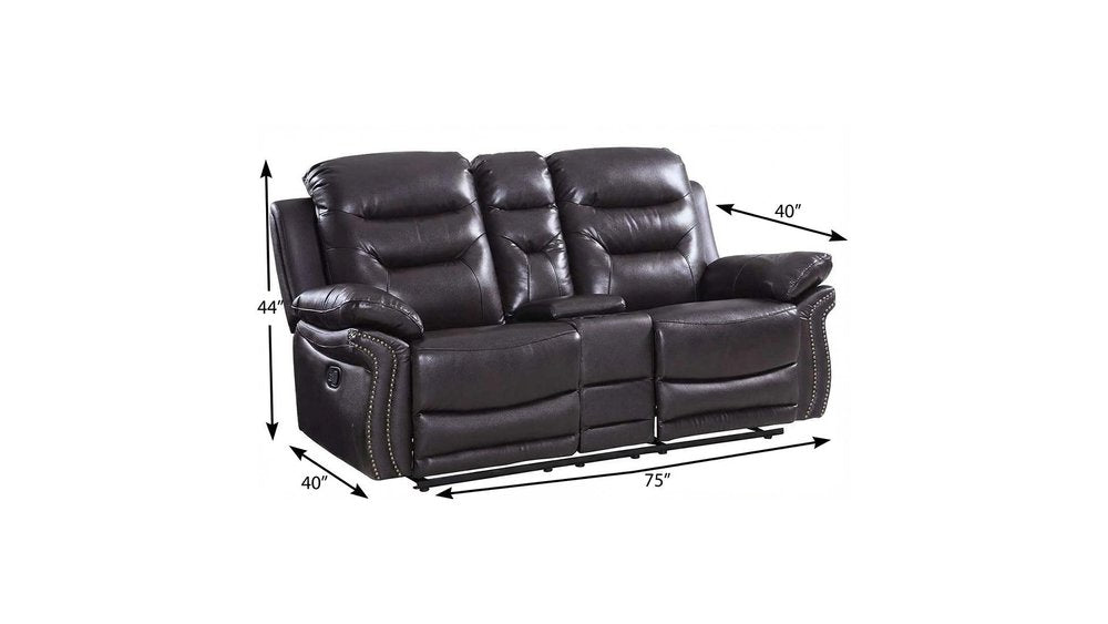 75" Brown Faux Leather Manual Reclining Love Seat With Storage