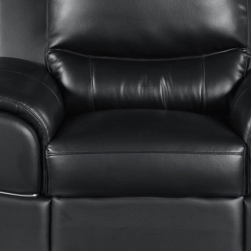 48" Black And Silver Leather Match Club Chair