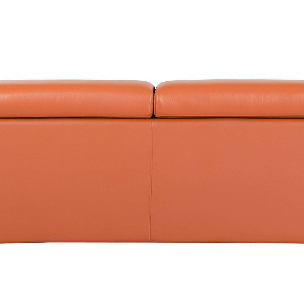 89" Camel Italian Leather Sofa With Silver Legs