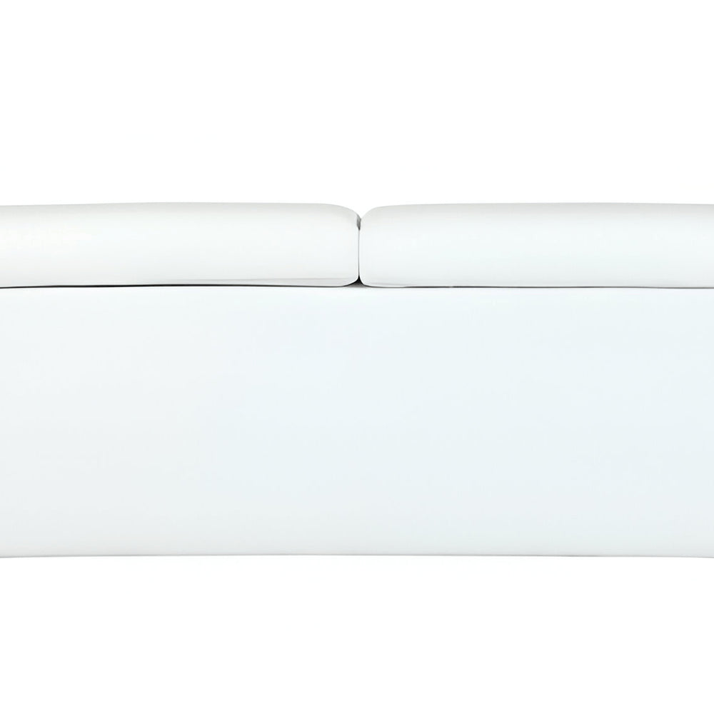 89" White Italian Leather Sofa With Silver Legs