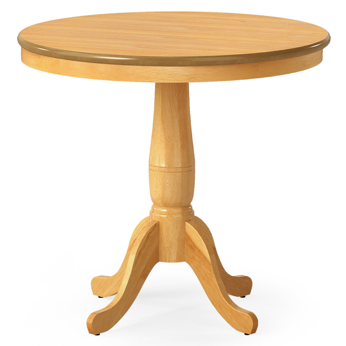 32 Inch Wooden Round Pub Pedestal Side Table-natural