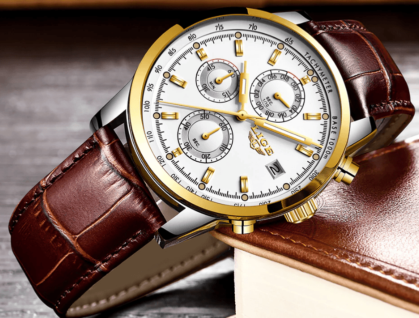 Men's Waterproof Watch With Chronometers Date Display And Fluorescent Pointers Excellent Look Perfect Gift