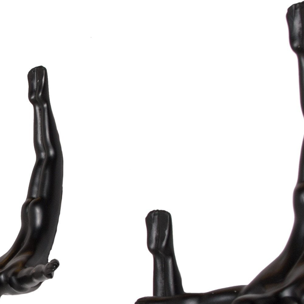 Set of Three Black Resin Diving Man Hanging Dimensional Sculpture