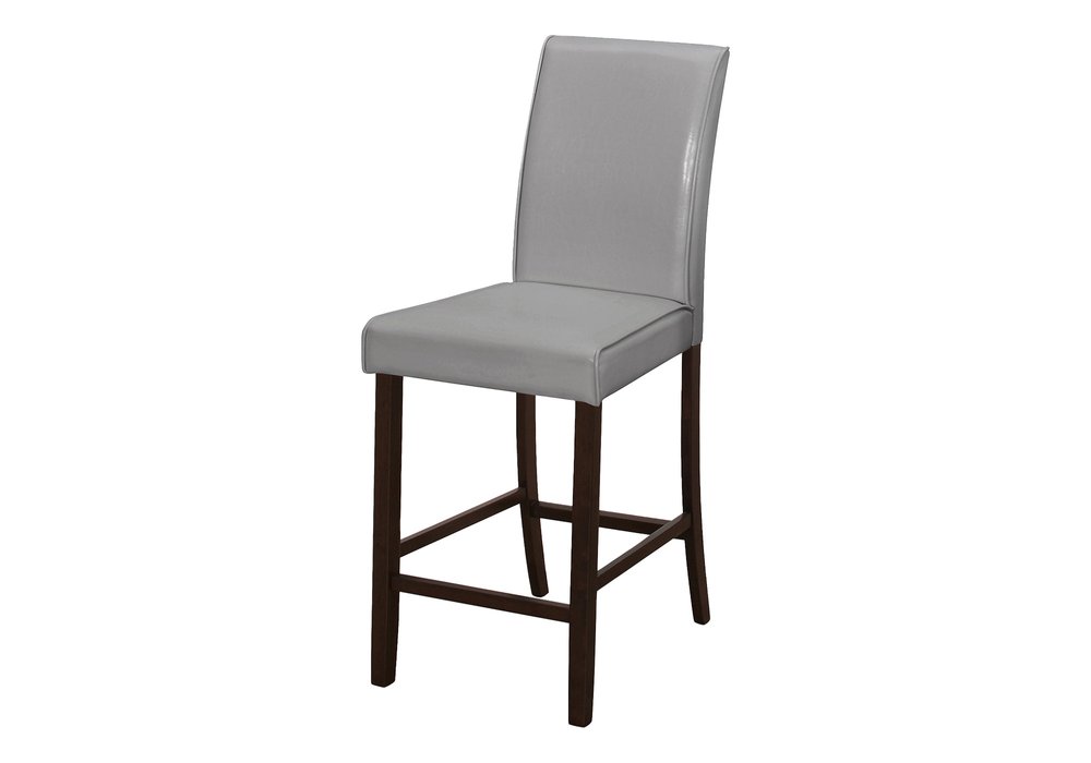 Set of Two 25 " Gray And Brown Solid Wood Counter Height Bar Chairs