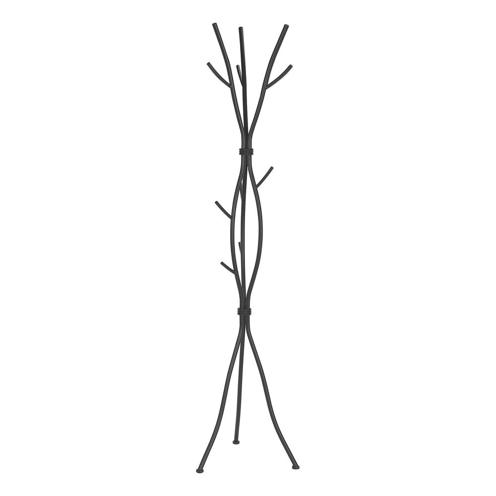 74" Black Metal Modern Tree Branch Coat Rack