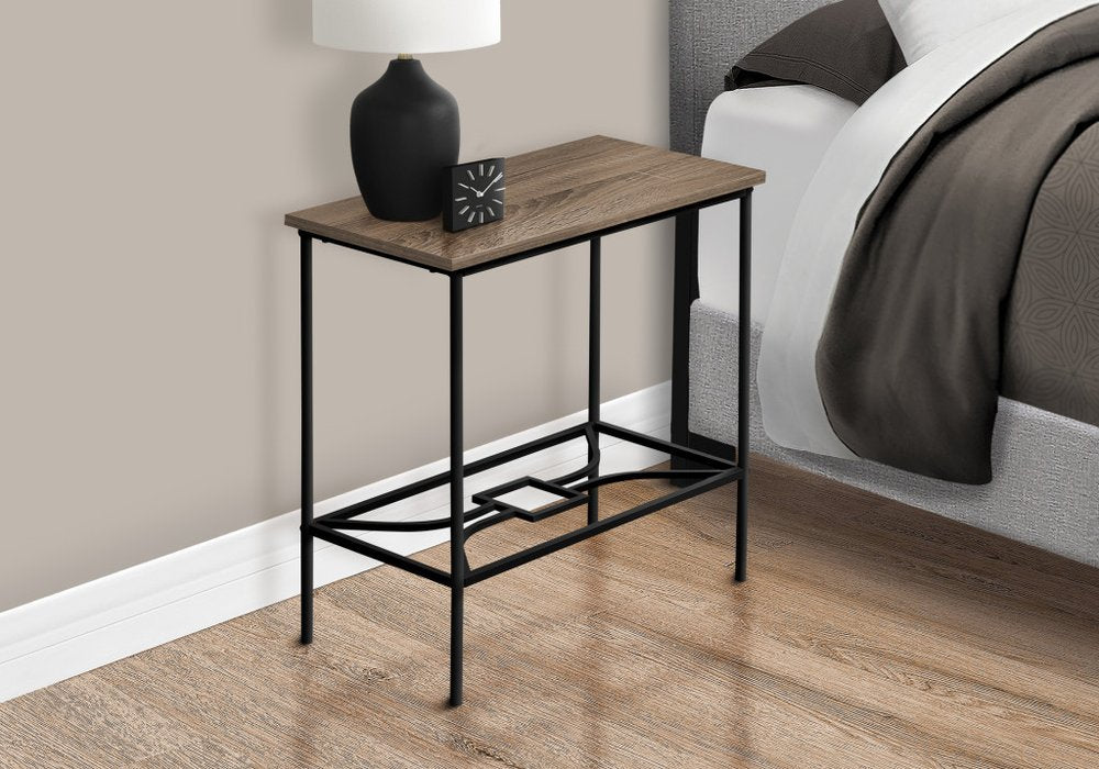 24" Taupe And Black Console Table With Storage