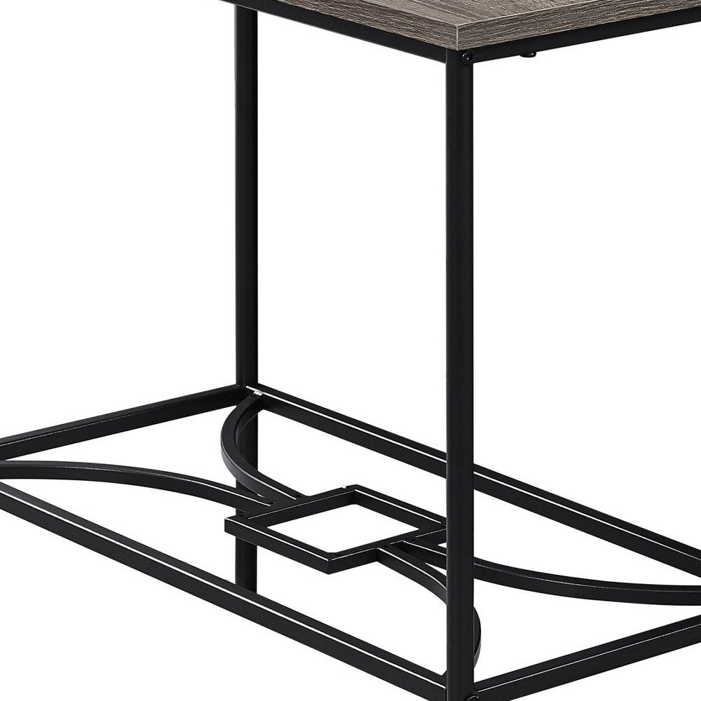 24" Taupe And Black Console Table With Storage