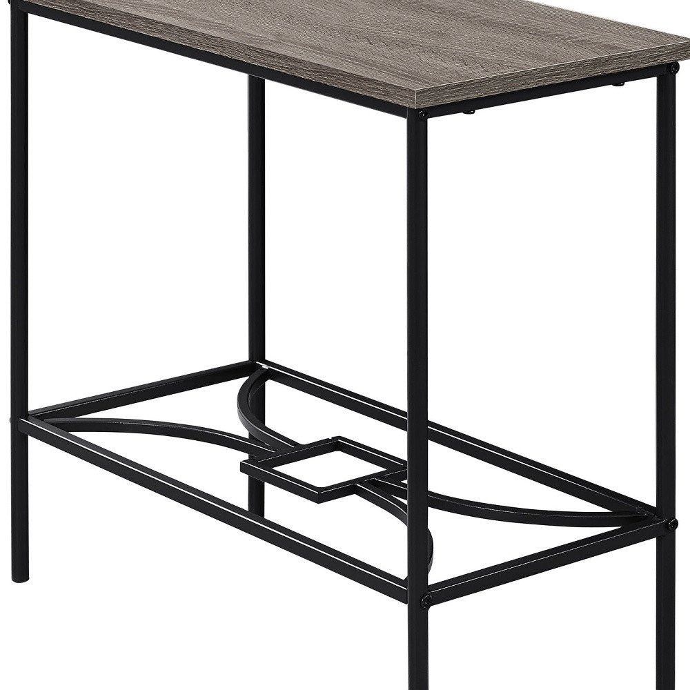 24" Taupe And Black Console Table With Storage