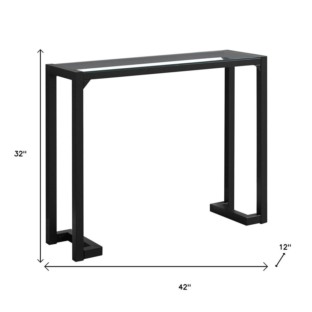 42" Clear and Black Glass Console Table