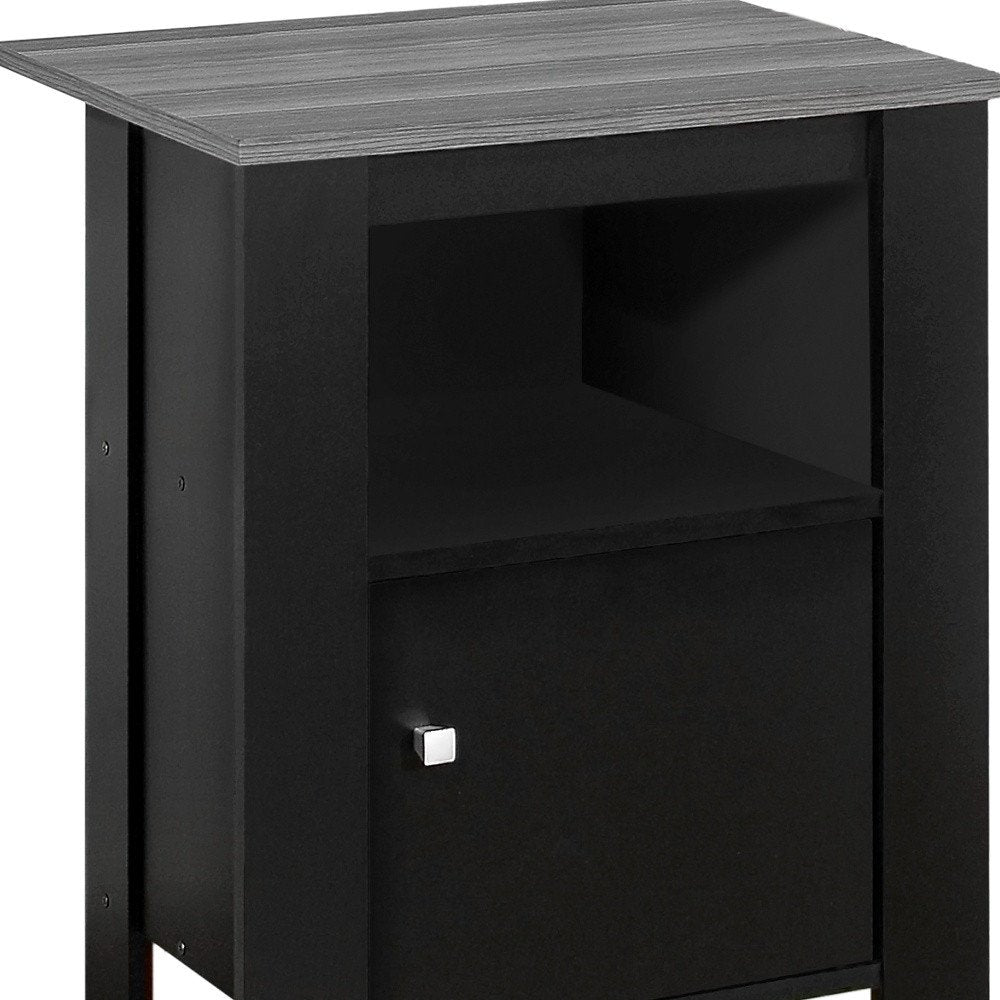 24" Black Wood Nightstand