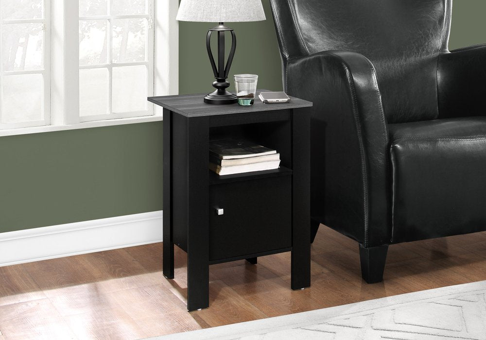 24" Black Wood Nightstand