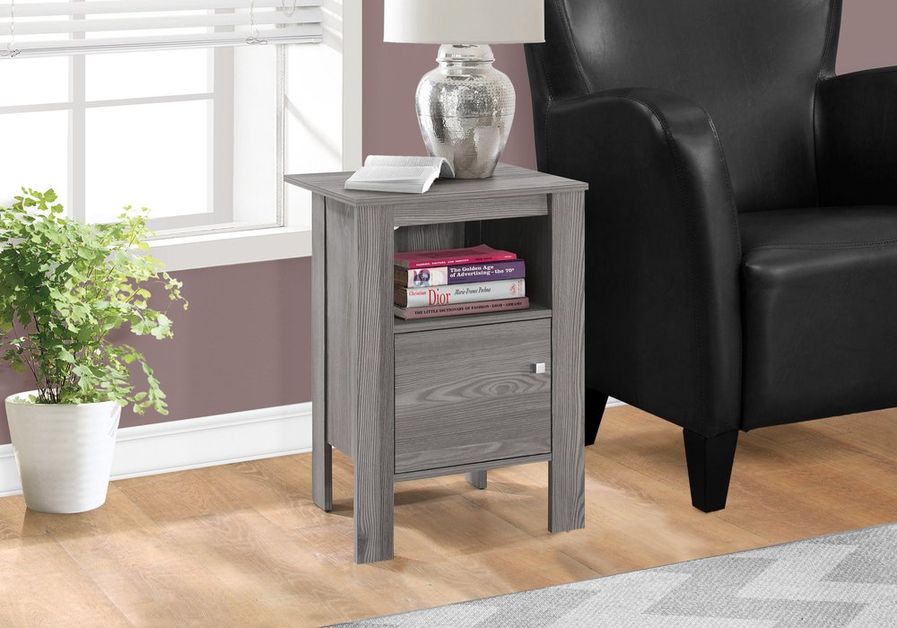 24" Gray Wood End Table With Shelf