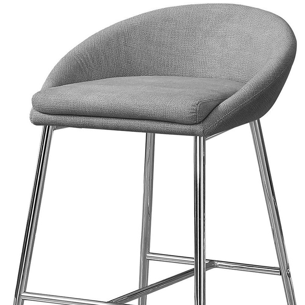 Set of Two 24" Gray and Silver Metal Low Back Bar Chairs