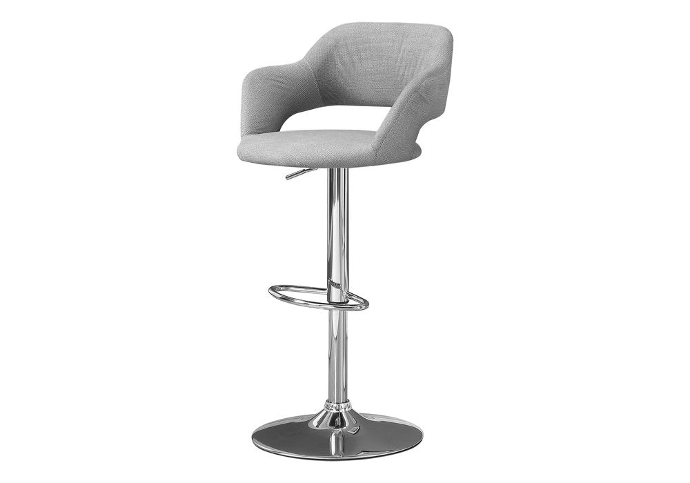 Light Gray and Silver Metal Low Back Bar Chair