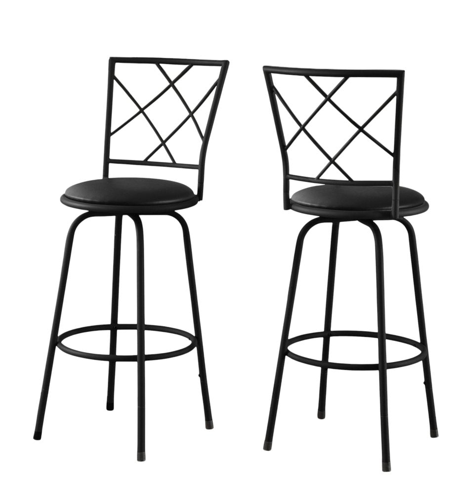 Set of Two 28" Black Metal Bar Chairs
