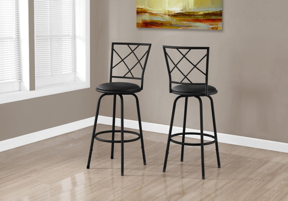 Set of Two 28" Black Metal Bar Chairs