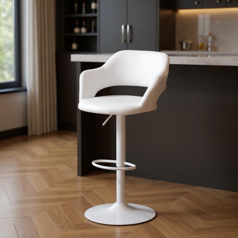 White Metal Low Back Bar Height Bar Chair