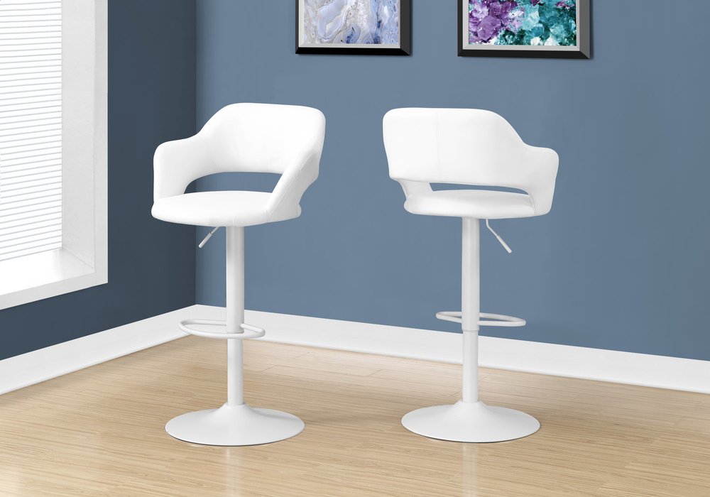 White Metal Low Back Bar Height Bar Chair