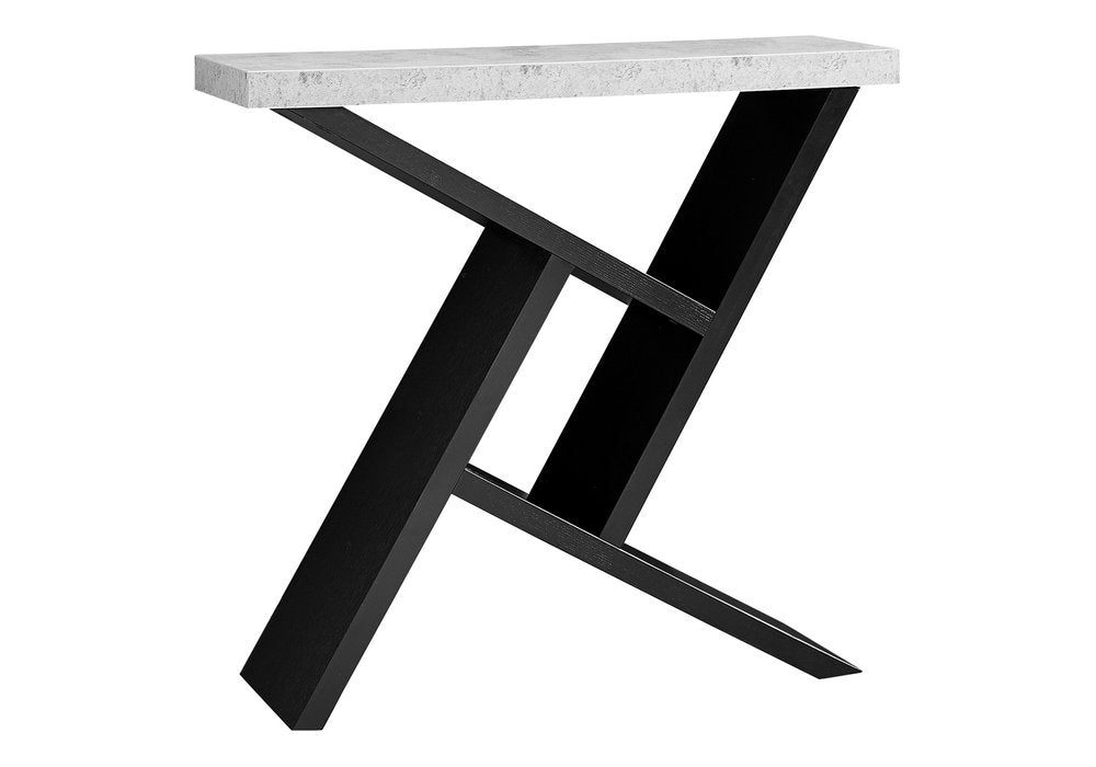 36" Gray and Black Abstract Console Table With Shelves