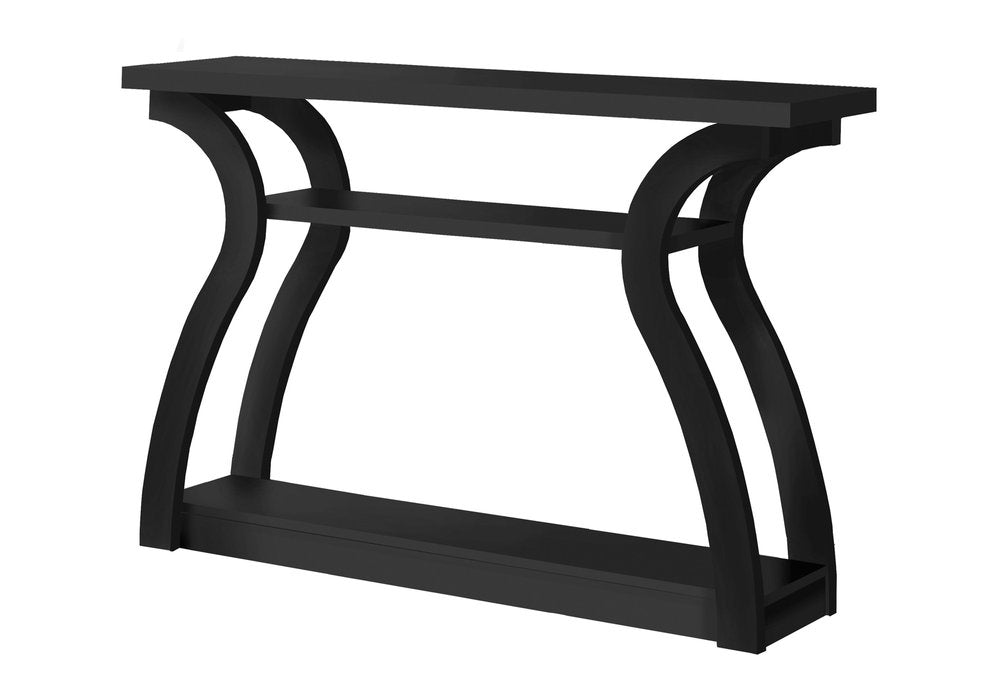 47" Black Floor Shelf Console Table With Shelves