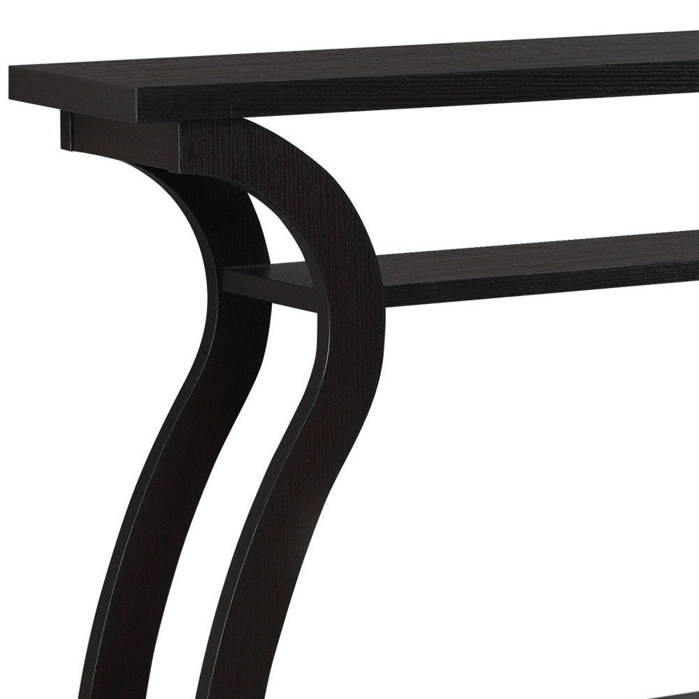 47" Espresso Floor Shelf Console Table With Storage