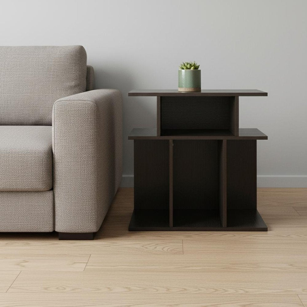 24" Brown Wood End Table With 6