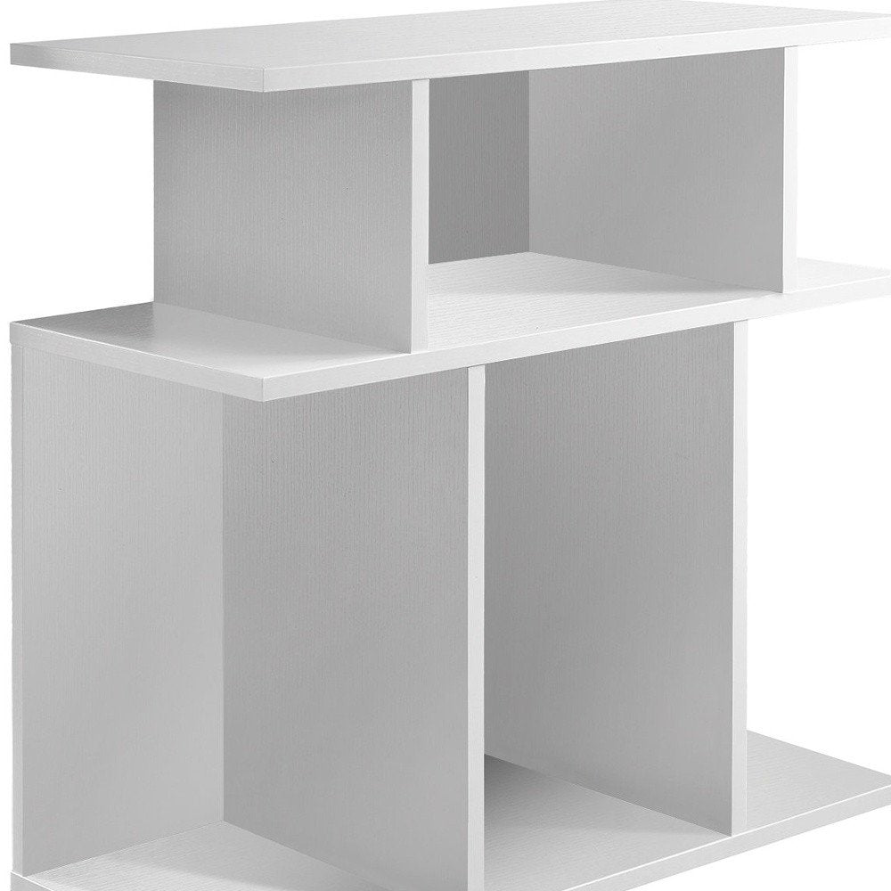 24" White Wood End Table With Six Open Shelves