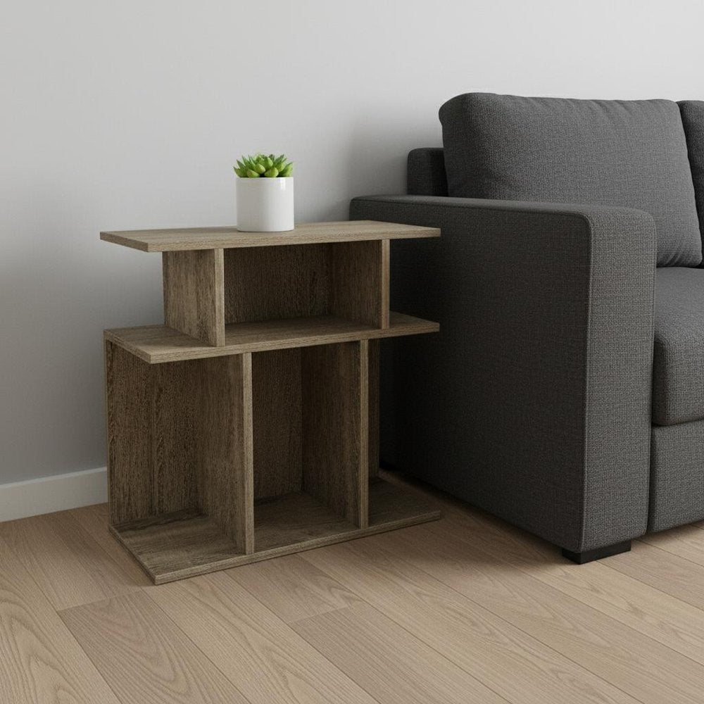 24" Deep Taupe End Table With 6