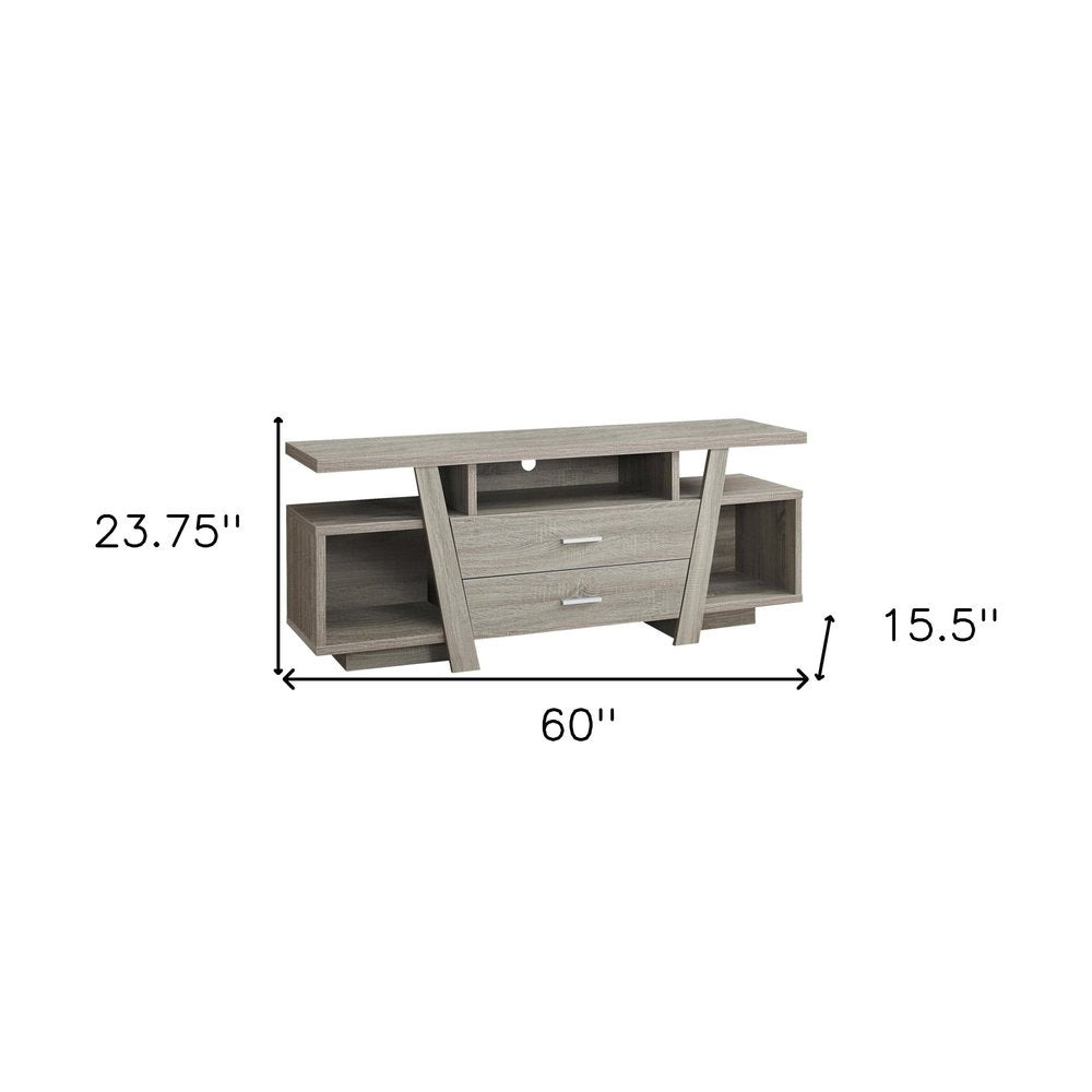 60" Deep Taupe Open Shelving TV Stand