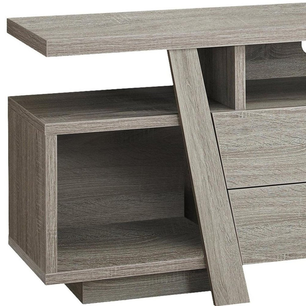 60" Deep Taupe Open Shelving TV Stand
