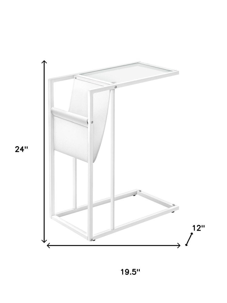 White Modern Metal And Glass Tv Table