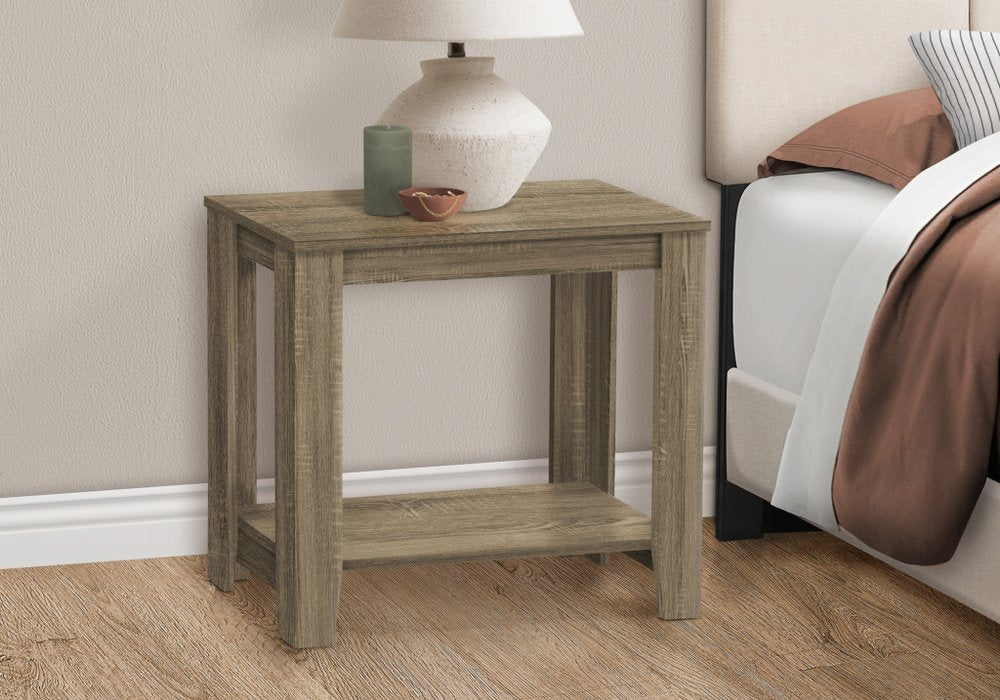 22" Deep Taupe End Table With Shelf