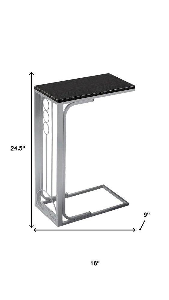 16" X 9" X 24.5" Blacksilver Mdf And Metal Accent Table