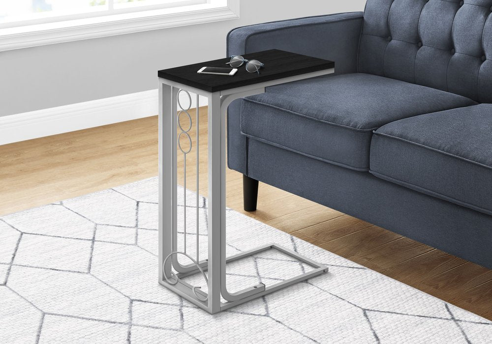 16" X 9" X 24.5" Blacksilver Mdf And Metal Accent Table