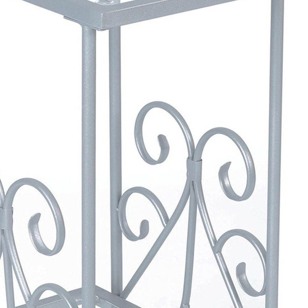30" Silver And Clear Glass And Metal Square End Table With Shelf