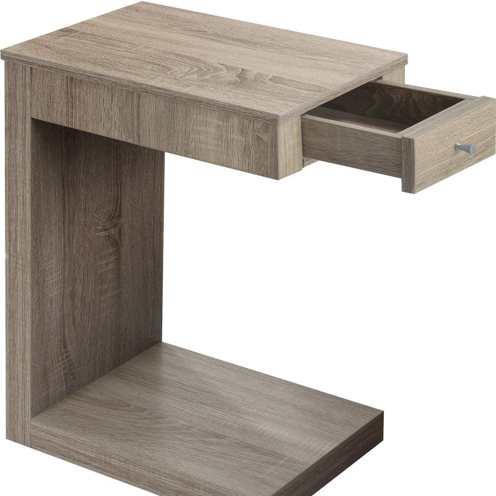 18.25" X 12" X 24" Dark Taupe Finish Hollow Core Accent Table