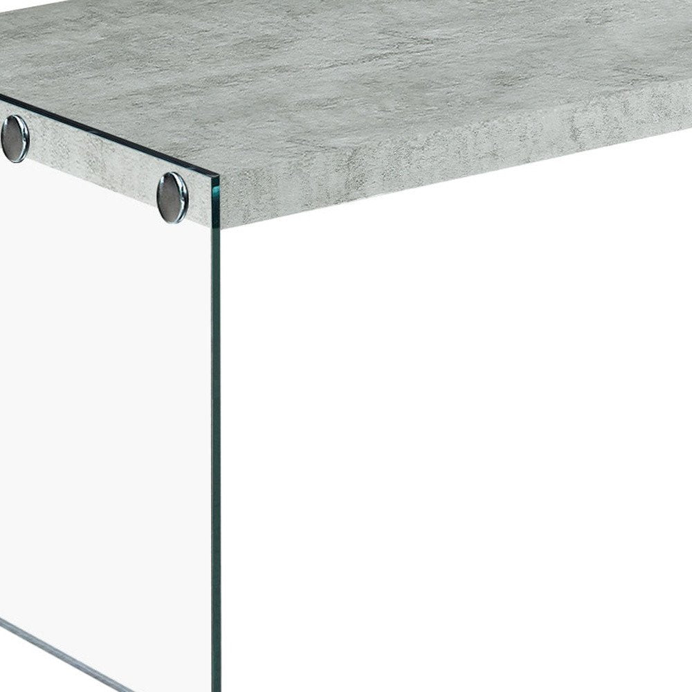44" Gray Clear Wood And Glass Coffee Table