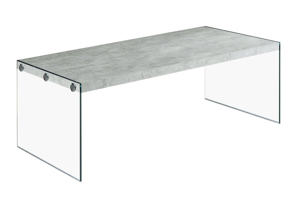44" Gray Clear Wood And Glass Coffee Table
